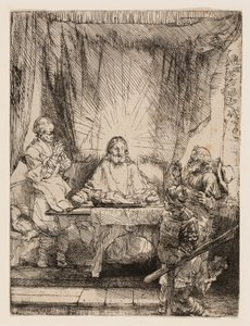 Kristus i Emmaus: Den större tallriken av Rembrandt van Rijn
