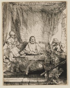 Kristus i Emmaus: Den större tavlan av Rembrandt van Rijn