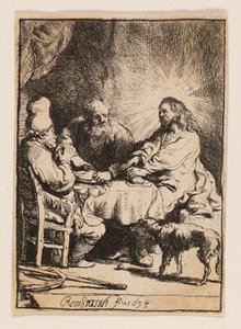 Kristus i Emmaus: Den mindre tallriken av Rembrandt van Rijn