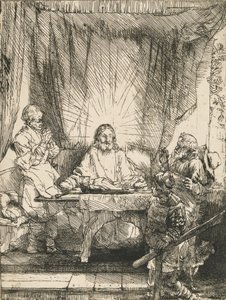 Kristus i Emmaus: den större plattan, 1654. av Rembrandt van Rijn