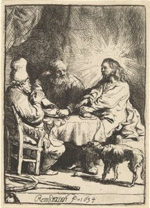 Kristus i Emmaus: den mindre tallriken av Rembrandt van Rijn
