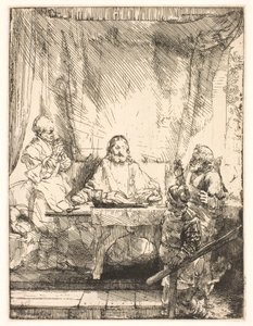 Kristus i Emmaus: den större tallriken av Rembrandt van Rijn