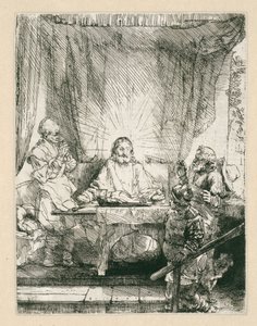 Kristus i Emmaus: den större tallriken av Rembrandt van Rijn
