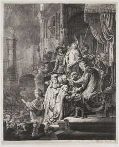Kristus inför Pilatus: stor tavla av Rembrandt van Rijn