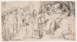 Kristus i diskussion med de skriftlärda: en skiss av Rembrandt van Rijn