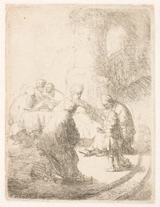 Kristus i diskussion med de skriftlärda: liten tavla av Rembrandt van Rijn