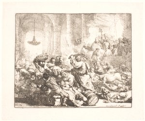 Kristus driver växlarna från templet av Rembrandt van Rijn