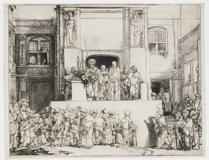 Kristus visas upp för folket: avlång tallrik av Rembrandt van Rijn