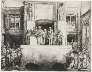 Kristus visas upp för folket: avlång tallrik av Rembrandt van Rijn