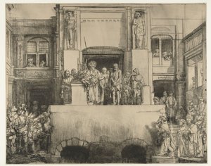 Kristus visas upp för folket: avlång tallrik av Rembrandt van Rijn