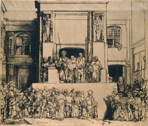 Kristus presenterade för folket: avlång tallrik, 1655 av Rembrandt van Rijn