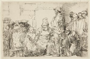 Kristus sitter och diskuterar med de skriftlärda av Rembrandt van Rijn