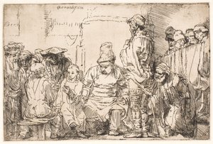 Kristus sitter och diskuterar med de skriftlärda av Rembrandt van Rijn
