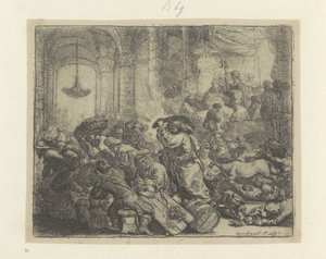 Kristus driver ut växlarna från templet Recueil de quatre-vingt-cinq estampes originales (serietitel) av Rembrandt van Rijn