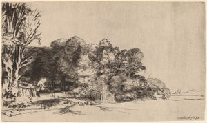 Trädklump med en Vista av Rembrandt van Rijn