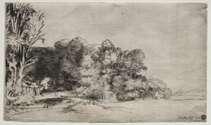 Trädklump med utsikt, 1652. av Rembrandt van Rijn