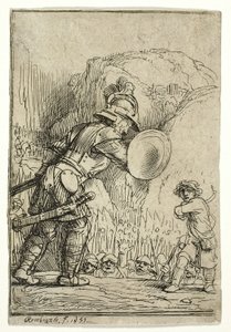 David och Goliat av Rembrandt van Rijn