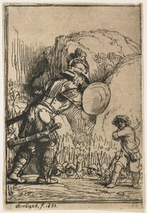 David och Goliat, 1655 av Rembrandt van Rijn