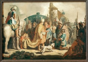 David knäböjer framför Saul med Goliats huvud av Rembrandt van Rijn