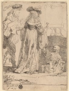 Döden dyker upp för ett gift par från en öppen grav av Rembrandt van Rijn