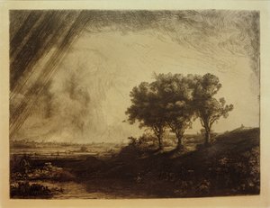 Landskapet med de tre träden av Rembrandt van Rijn
