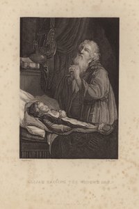 Elia uppfostrar änkans son av Rembrandt van Rijn
