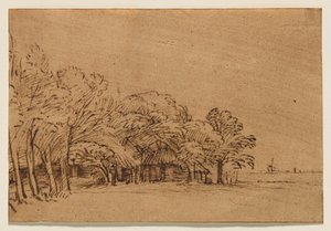 Gård under träd av Rembrandt van Rijn