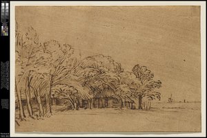 Gård under träd, c.1650 av Rembrandt van Rijn