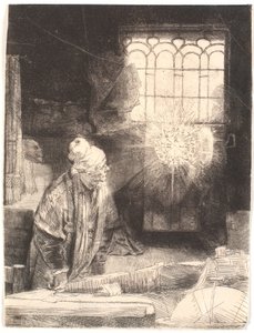 Faust i sitt arbetsrum, tittar på en magisk skiva (Dr. Faustus) av Rembrandt van Rijn