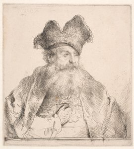 Gammal man med pälsmössa av Rembrandt van Rijn