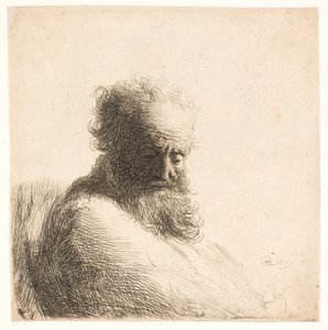 Gammal skäggig man. Sätta dit av Rembrandt van Rijn