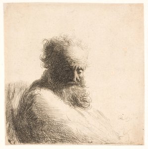 Gammal skäggig man. Sätta dit av Rembrandt van Rijn