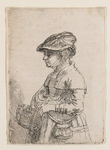 Flicka med en korg av Rembrandt van Rijn