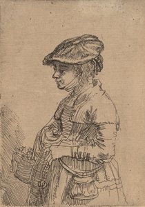 Flicka med en korg, ca. 1642. av Rembrandt van Rijn