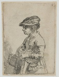 Flicka med en korg av Rembrandt van Rijn