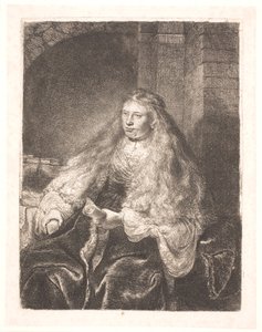 Flicka med hår som faller på hennes axlar ("den stora judiska bruden") av Rembrandt van Rijn