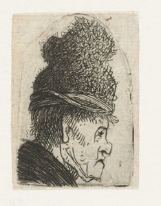 Grotesk profil: man med hög keps av Rembrandt van Rijn