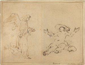 Hagar sitter vid fontänen av Rembrandt van Rijn