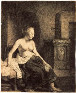 Halvnaken kvinna vid en spis, 1658.