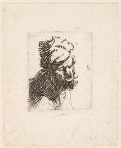 Huvudet på en man med pälsmössa, som ropar av Rembrandt van Rijn