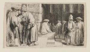 Judar i en synagoga av Rembrandt van Rijn
