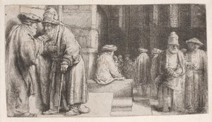 Judar i synagogan av Rembrandt van Rijn