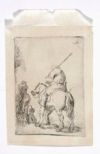 En ryttare med turban på hästryggen av Rembrandt van Rijn