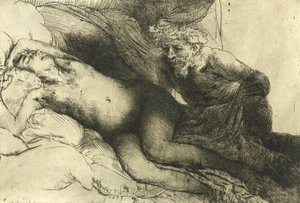 Jupiter och Antiope, ca 1659 av Rembrandt van Rijn