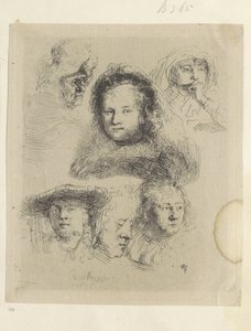 Kopstudies van Saskia en anderen Samling av åttiofem originaltryck (serietitel) av Rembrandt van Rijn