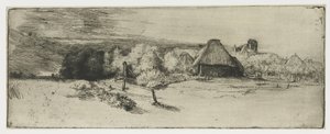 Landskap med en gårdsbyggnad och huset med tornet Landskap med en gårdsbyggnad och "huset med tornet" av Rembrandt van Rijn