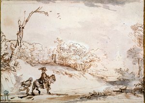 Landskap med en ryttare, 1648-1650. av Rembrandt van Rijn