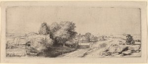 Landskap med en mjölkman av Rembrandt van Rijn