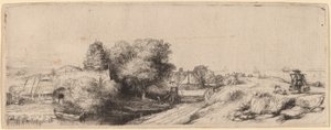 Landskap med en mjölkman av Rembrandt van Rijn