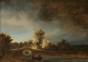 Landskap med en stenbro Landskap med stenbro av Rembrandt van Rijn
